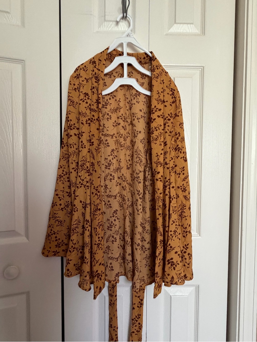 Women's Floral Wrap Cardigan Sweater - Mustard
